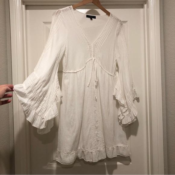 SANCTUARY White 100% Cotton Beach Vibes Dress Flared Sleeves Size XS Beautiful! - Picture 3 of 14